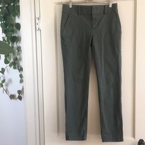 Loft Straight-Leg Khaki Green Pants, Size 2-4
